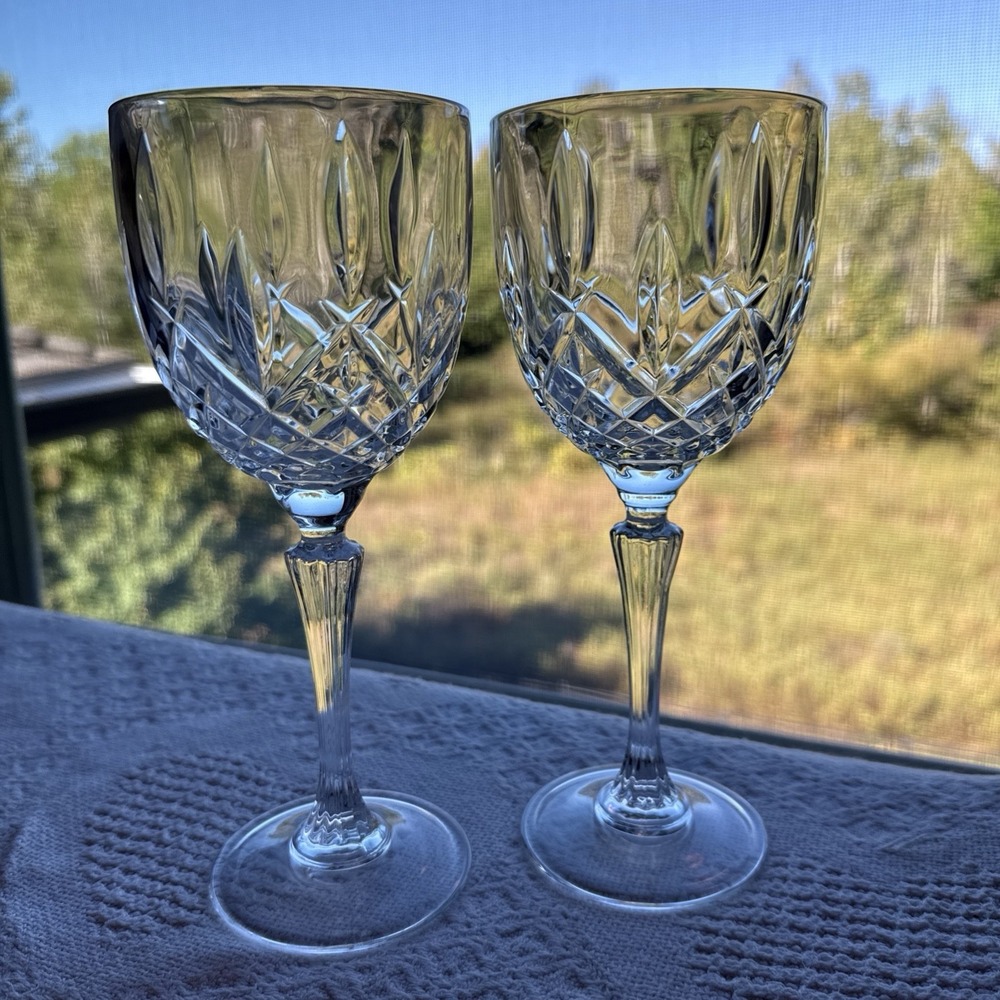 Marquis by Waterford Markham Crystal Water/Wine Goblet Glasses Set of 2 Barware